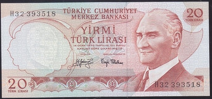 6.EMİSYON 3.TERTİP 20 LİRA H32 393518 ÇİLALTI ÇİL