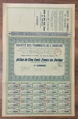 Hisse Senedi - Societe Des Tramvays 1912 ( 47 X 30 cm )