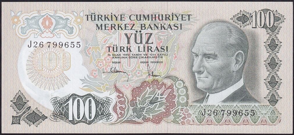 6.Emisyon 3.Tertip 100 Lira J26 799655 Çilaltı Çil