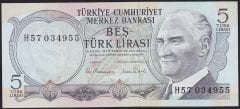 6.Emisyon 2.Tertip 5 Lira H57 034955 Çilaltı