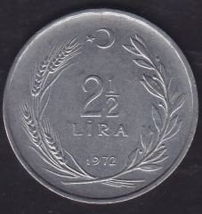 1972 Yılı 2.5 Lira Ters