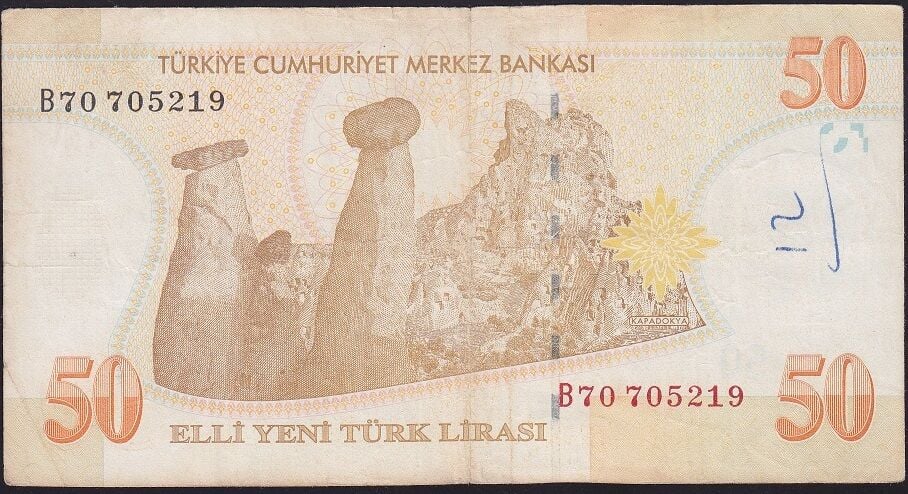 8.Emisyon 50 YTL B70 705219 Çok Temiz