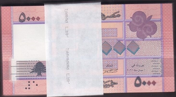 Lübnan 5000 Livre 2021 Çil Deste (100 Adet)