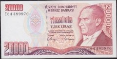 7.Emisyon 1.Tertip 20000 Lira E64 489970 Çilaltı Çil
