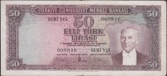 5.Emisyon 4.tertip 50 lira Y15 009816 Çok Temiz + (Düzeltme Var)