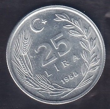 1988 YILI 25 LİRA ÇA-ÇİL