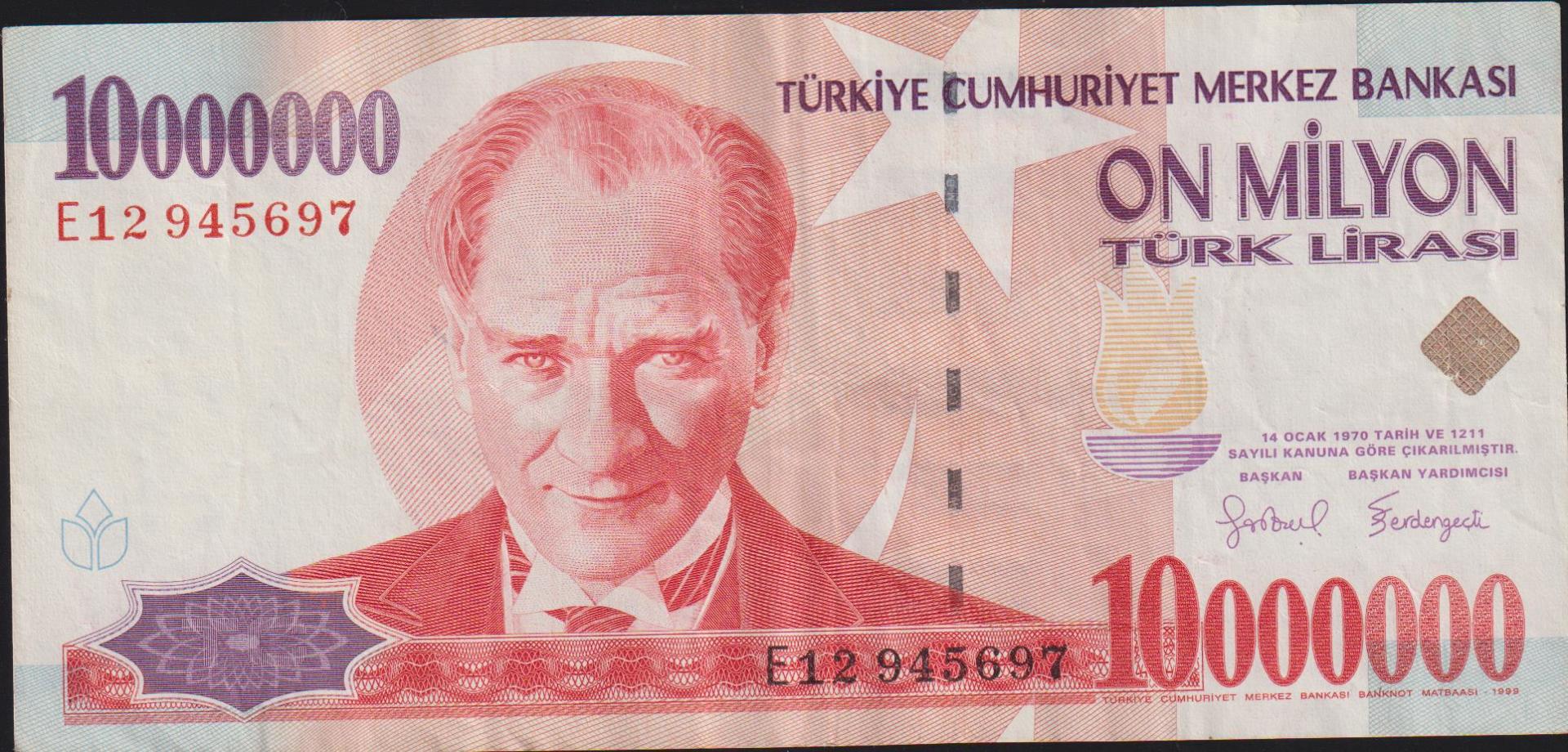 7.Emisyon 10 000 000 Lira E12 945697 Çok Temiz+