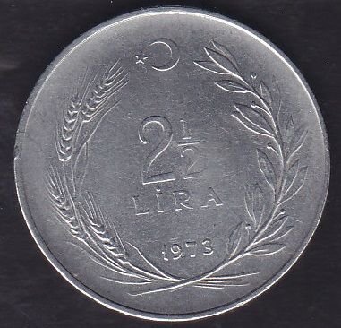 1973 Yılı 2.5 Lira Ters
