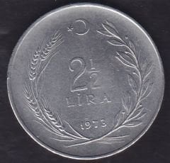 1973 Yılı 2.5 Lira Ters