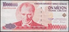7.Emisyon 10 000 000 Lira F68 753339 Çok Temiz