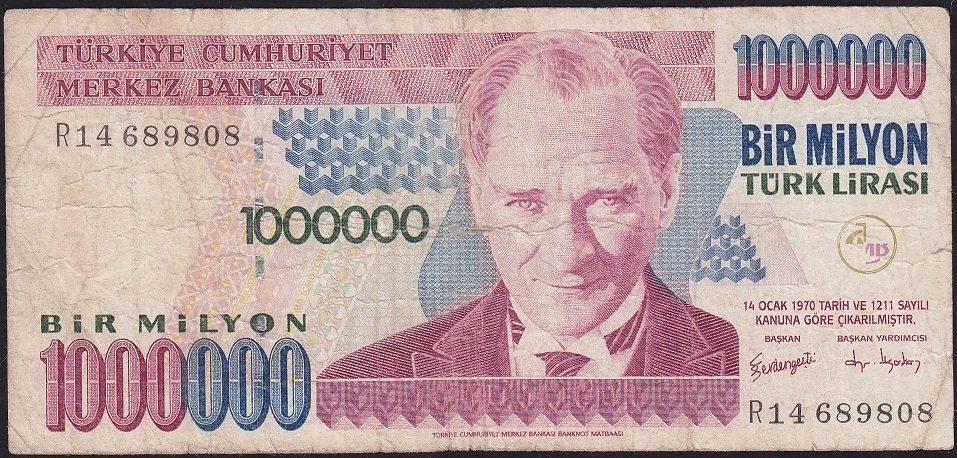 7.Emisyon 3.Tertip 1 000 000 Lira R14 689808 Temiz