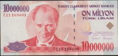 7.Emisyon 10 000 000 Lira E11 163601 Çok Çok Temiz