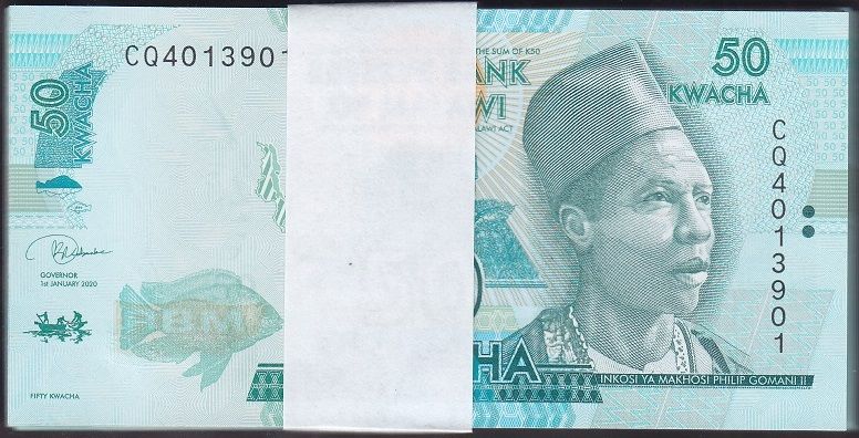 Malawi 50 Kwacha 2020 Çil Deste (100 Adet)
