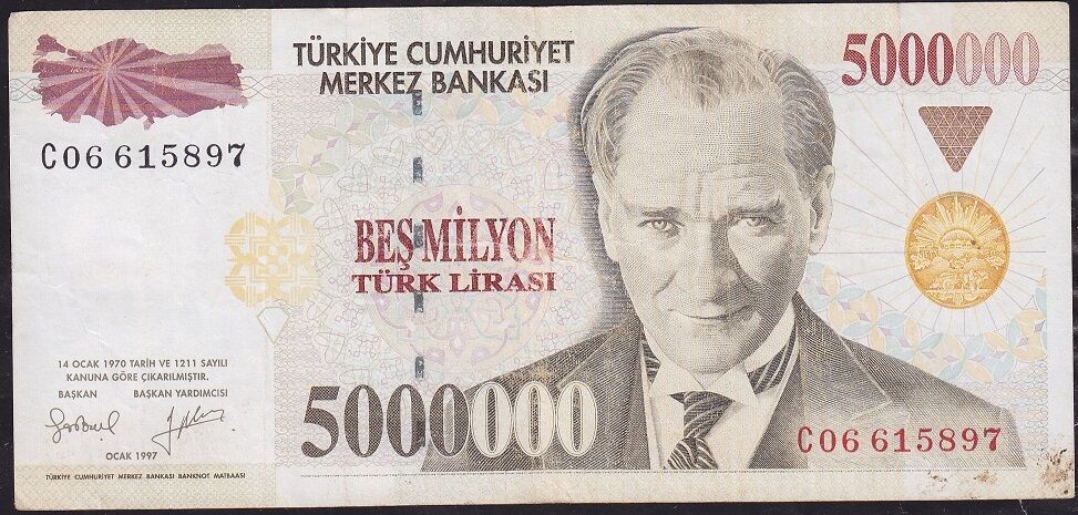 7.Emisyon 5 000 000 Lira C06 615897 Çok Temiz