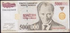 7.Emisyon 5 000 000 Lira C06 615897 Çok Temiz