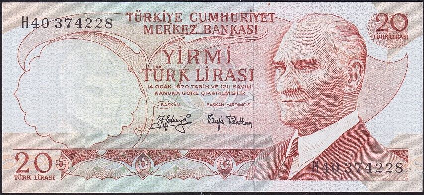 6.Emisyon 3.Tertip 20 Lira H40 374228 Çil
