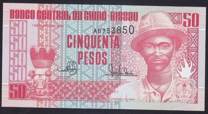 Guine Bissau 50 Pesos 1990 Çil Pick 10