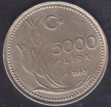 1993 Yılı 5000 Lira Çok Çok Temiz