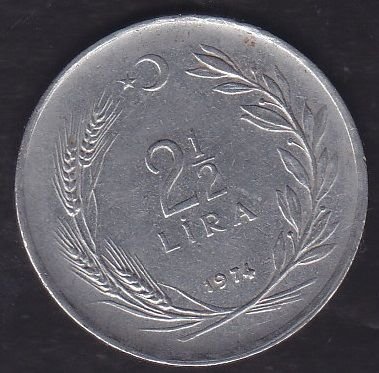 1974 Yılı 2.5 Lira Ters