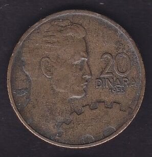 Yugoslavya 20 Dinar 1955
