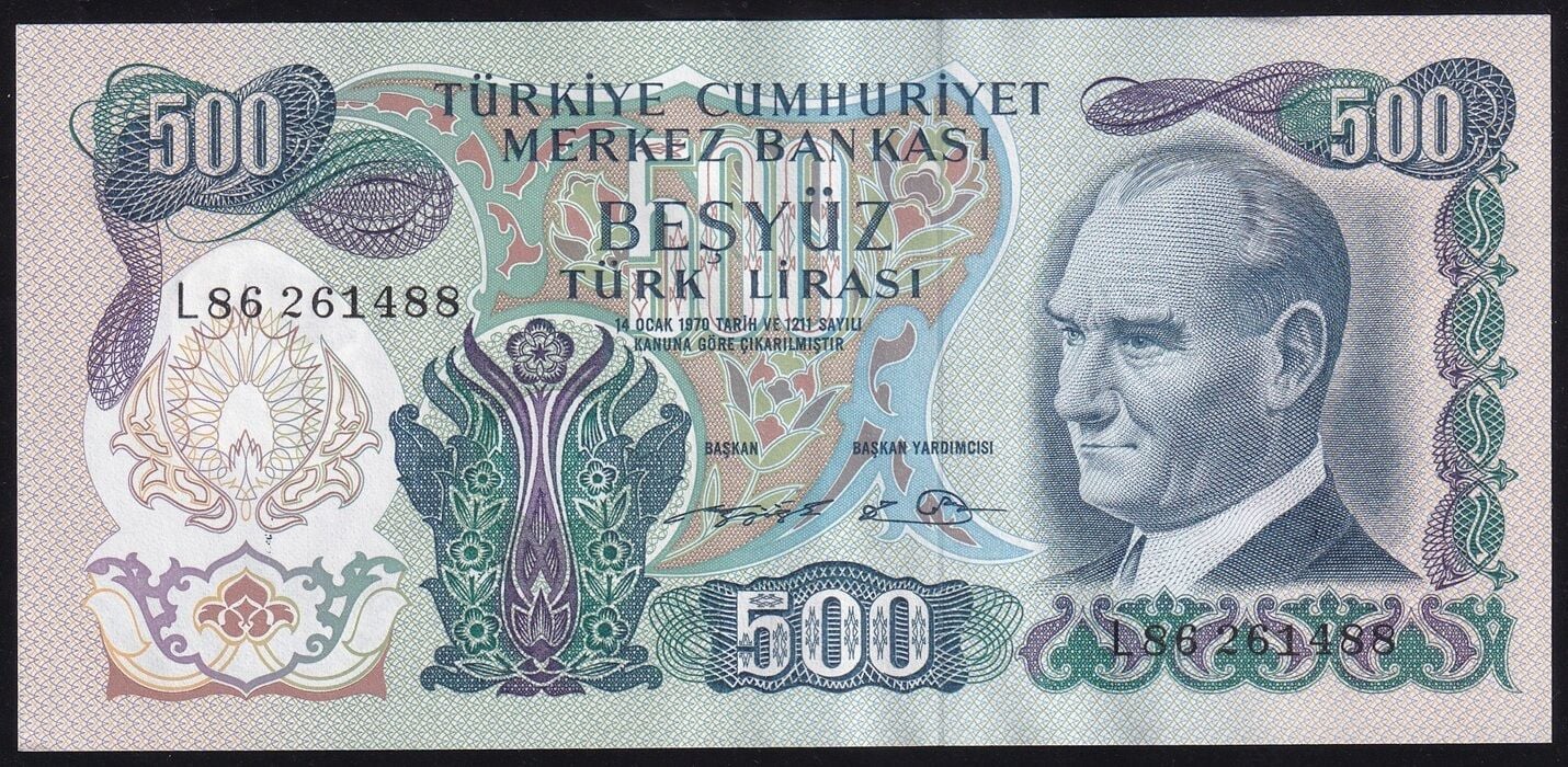 6.Emisyon 2.Tertip 500 Lira L86 261488 Çilaltı