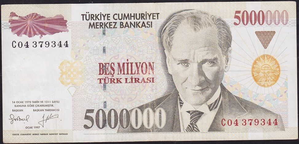 7.Emisyon 5 000 000 Lira C04 379344 Çok Temiz+