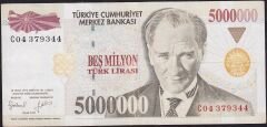 7.Emisyon 5 000 000 Lira C04 379344 Çok Temiz+