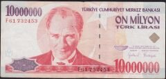 7.Emisyon 10 000 000 Lira F61 732453 Çok Temiz