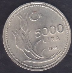 1994 Yılı 5000 Lira Çilaltı Çil