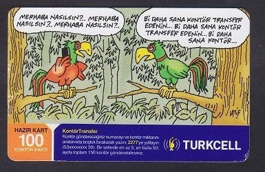 TURKCELL HAZIR KART 100 KONTÖR - KONTÖR TRANSFER -KARİKATÜR  - SKT 2008