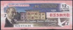2016 29 EKİM YARIM BİLET Z SERİSİ