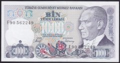7.EMİSYON 2.TERTİP 1000 LİRA F90 562249 ÇİLALTI ÇİL (KULAKTA KIRIK VAR)