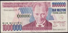 7.Emisyon 3.Tertip 1 000 000 Lira O90 890537 Çok Temiz +