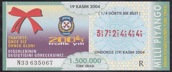 2004 19 KASIM  ÇEYREK BİLET R SERİSİ