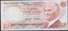 6.Emisyon 3.Tertip 20 Lira H30 637561 Çil