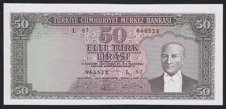 5.EMİSYON 6.TERTİP 50 LİRA L57 068528 ÇİLALTI (AÇIKLAMAYI OKUYUNUZ)