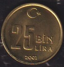 2001 Yılı 25 Bin Lira Çil