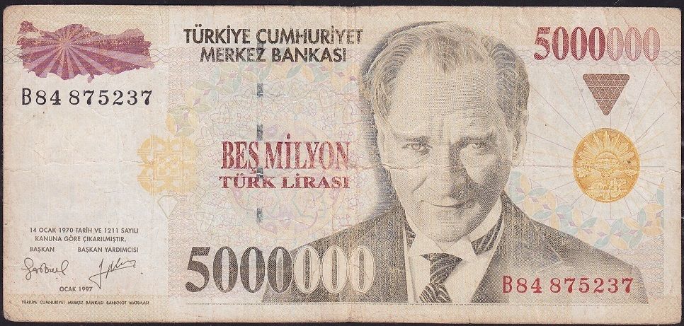 7.Emisyon 5 000 000 Lira B84 875237 Çok Temiz