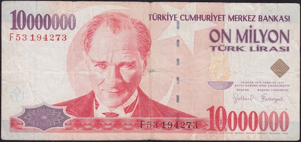 7.Emisyon 10 000 000 Lira F53 194273 Temiz