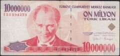 7.Emisyon 10 000 000 Lira F53 194273 Temiz