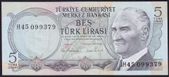 6.Emisyon 2.Tertip 5 Lira H45 099379 Çil