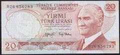 6.Emisyon 3.Tertip 20 Lira H26 856283 Çilaltı