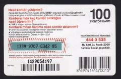 TURKCELL HAZIR KART 100 KONTÖR - KONTÖR İSTEME SKT 2009