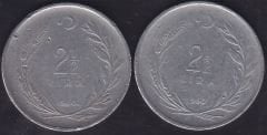 1960 Yılı 2.5 Lira (Ters Düz Takım)
