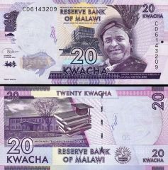 Malawi 20 Kwacha 2020 Çil Deste (100 Adet)