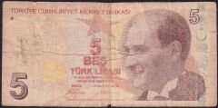9.Emisyon 1.Tertip 5 Lira A077 703153 Temiz