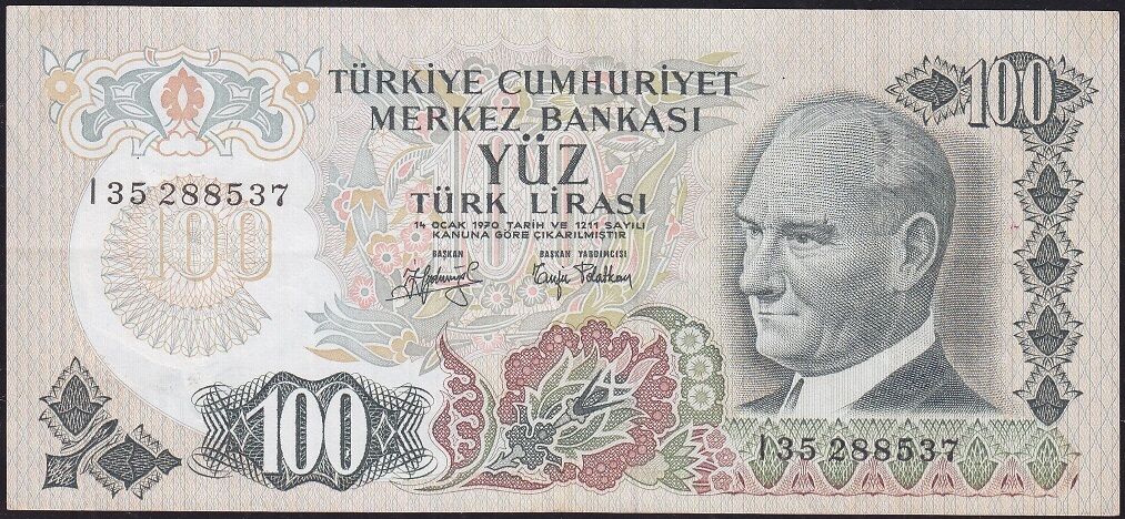 6.Emisyon 2.Tertip 100 Lira I35 288537 Çok Temiz+