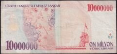 7.Emisyon 10 000 000 Lira F50 024128 Temiz
