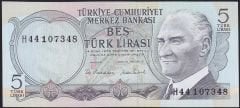 6.Emisyon 2.Tertip 5 Lira H44 107348 Çilaltı Çil