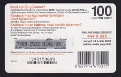 TURKCELL HAZIR KART 100 KONTÖR - KONTROL ALTINDA - SKT 2008